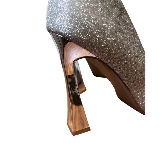 Betsy Johnson Heel 7.5M Silver Bow Metallic Glitter Glam Wedding Shiny Vegas - Picture 13 of 13